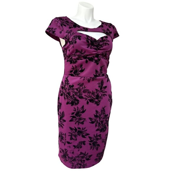 ModCloth Dear Fiery Cutout Dress, Amethyst Black Velvet Floral Women's Size XL - Picture 4 of 11